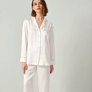 NWT Lily Silk Rhinestone Trimmed Silk Women Pajamas Top Only size small